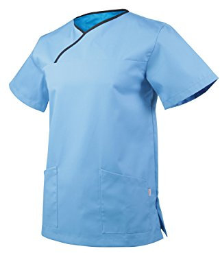 Clinotest Kasack „München“, Schlupfkasack/Pflegekasack/Unisex-Kasack, Berufsbekleidung, in verschiedenen Trendfarben, Gesundheitswesen (L, Sky/Marine)