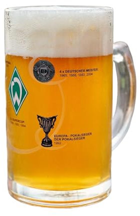 SV Werder Bremen Bierseidel - Erfolge - 0,5 l Glas Krug Bierglas - plus Lesezeichen I love Bremen