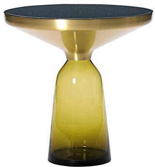 Beistelltische Nachttisch Couchtisch Nordic Ausgeglichenes Glas Kleine Wohnung Wohnzimmer Round (Color : Yellow)