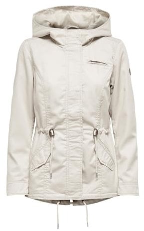 ONLY Damen Übergangs-Jacke ONLLorca Canvas Parka mit Kapuze 15216452, Moonbeam,XL