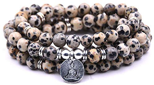 Self-Discovery Natur, 108 Perlen, Mala, Armband, Halskette, Schmuck, Meditation, mit Yoga-Charme, One Size, Stein, Stone