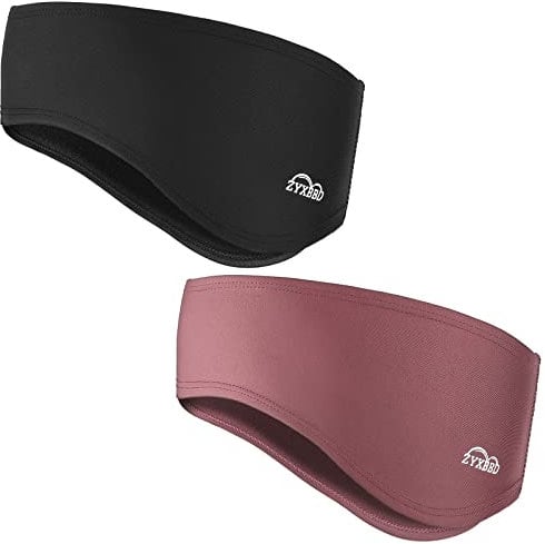 Stirnband Kopfband Ohrenwärmer für Damen und Herren-Frühling/Herbst/Winter Fleece Ohrenschützer Sport Stirnbänder Windstopper für Joggen, Laufen, Wandern, Fahrrad und Motorrad Fahren Schwarz+Rot