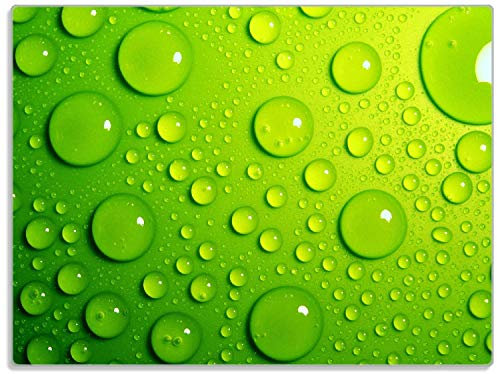 Wallario Glasunterlage/Schneidebrett aus Glas, Wassertropfen auf Grün, Größe 30 x 40 cm, Kratzfest, aus Sicherheitsglas