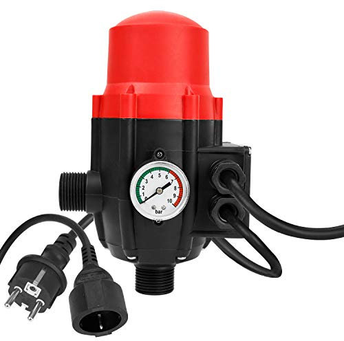Lospitch Druckwächter Druckschalter 10bar, Pumpensteuerung konstanten Wasserdruckl, Automatisches Ein- und Ausschalten, Druckschalter für Garten & Haus Rot