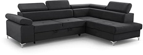 Fabryka Mebli Idźczak Schlafsofa Sofa Madrit Couch Ausklappbares Sofa Schlaffunktion Bettkasten - Kissen Bettzeugbehälter Hilfsautomat - Wohnzimmer Gästezimmer Modern Design (Vena 20 R)