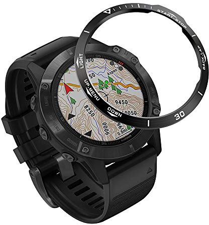 REYDA Uhrenlünette Kompatibel für Garmin Fenix 6/6 Pro Lünettenring, Edelstahl Lünette Ring Kleberabdeckung Kratzfester Schutz Metall Bezel Ring Kreis Uhrenlünette Schutzring für Garmin Fenix 6/6 Pro