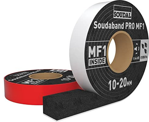 SOUDAL Pro MF1 Fugendichtband Breite 15-30mm, Tiefe 53mm, Länge 4m - Dichtungsband selbstklebend für den Innen- und Außenbereich, PUR-Weichschaumstoff schwarz
