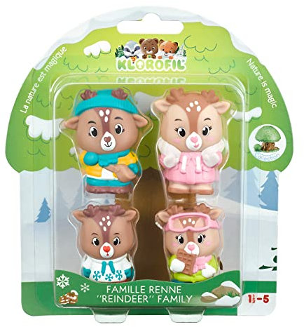 Klorofil Klorofil - Lot de 4 personnages Gla Gla à Collectionner - Famille Rennes - Jouets Enfants - Univers Klorofil - Invente tes Histoires - Thème des Montagnes Enneigées
