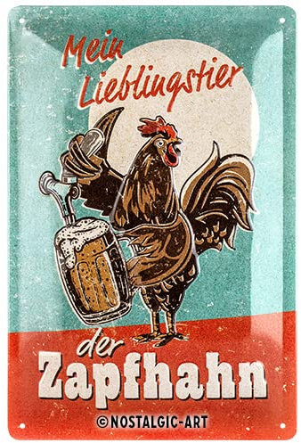 Nostalgic-Art Retro Blechschild, 20 x 30 cm, Lieblingstier Zapfhahn – Geschenk-Idee für Bier-Fans, aus Metall, Vintage Design mit Spruch, Blechschilder Sprüche, Bier-Deko