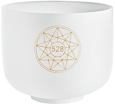Sonic Energy 8 Zoll Solfeggio Kristallklangschale – Mi 528 Hz, Ton C5 – Für Meditation, Yoga, Klangheilung – Inkl. Silikonring (SOLCSB8-528)