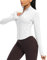 QUEENIEKE Damen Sportjacke Laufjacke mit Lycra Elasthan – Zip-Up Trainingsjacke für Gym Tops Yoga Fitness BBL Running-Jacken (Weiß, 42-44)