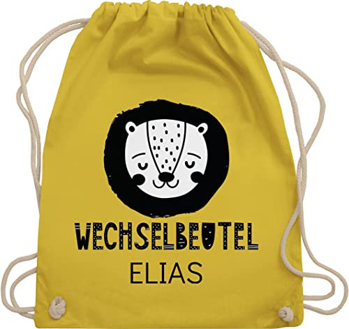 Turnbeutel Rucksack - Kita Beutel Wechselsachen Mädchen - Wechselbeutel Löwe - Unisize - Gelb - wäschebeutel für kindergarten kindergartenbeutel personalisierte name stoffbeutel