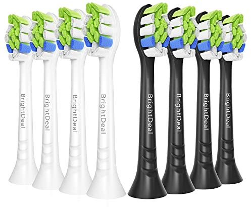 Brightdeal Cepillos de repuesto para Philips Sonicare - Cabezal de cepillo de dientes eléctrico para EasyClean HealthyWhite y otros mangos a presión, 4 blanco y 4 negro