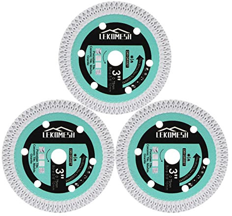 Diamant Fliesenscheibe - LEKOMESH 3 pcs 75 x 10mm Diamant Fliesen Sägeblatt, für Porzellan,Keramik,Fliesen,Granit,Kunststein-Diamanttrennscheibe