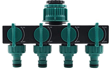 Gardena Verteiler, Gardena Wasserverteiler, Gardena 4-Wege-Verteiler, 3/4 Zoll und 1/2 Zoll 4-Wege-Ventil Verteiler, für Gartenbewässerung, Küche, Waschen, Wasserdurchfluss Regulier- und Absperrbar