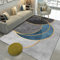 Webteppich Teppich Kinderzimmer Mädchen Graublaues rundes geometrisches Druck Design mit gelbem Rand, um Schimmel zu verhindern Auslegware Kinderzimmer 80X200CM