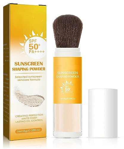Poudre mate pour le visage SPF50+, poudre portable translucide avec pinceau doux, crème solaire, poudre de fixation naturelle, poudre de fixation translucide longue durée, poudre pour le visage lâche,
