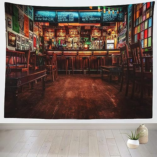 Sxakswol Wandteppich Groß Bar Wandteppich 300x260 Wandbehang Retro-Stil, Tapisserie 3D Wandtuch Aesthetic Wandteppiche für Wohnzimmer Schlafzimmer Wohnheim Wanddeko