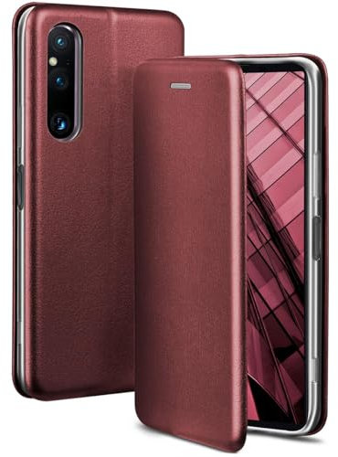 ONEFLOW Business Case für Sony Xperia 1 V Handyhülle klappbar mit Standfunktion, Klapphülle Flipcase Cover Dünn, PU Leder Hülle mit Kartenfach, 360 Grad Schutzhülle, Weinrot