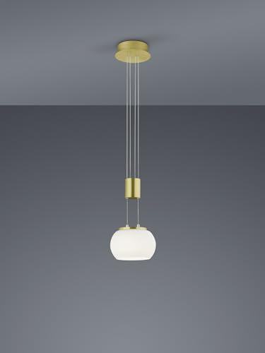 lightling Harrison LED Pendelleuchte, Ø 18 cm, Switch Dimmer, höhenverstellbar: 95-150 cm, Switch Dimmer, Messing matt, 8 Watt