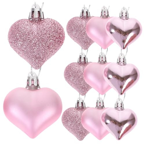 24pcs Anhänger Herz Kugeln Deko Anhänger Herzform Anhänger Romantische Herzkugel Weihnachtsbaum Dekor Herz Kugel Anhänger Kleine Anhänger Baby Herzform Kunststoff
