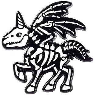 Ro Rox Licorne Squelette Pin Badge Broche Gothique Mignon Blanc Dessin Animé
