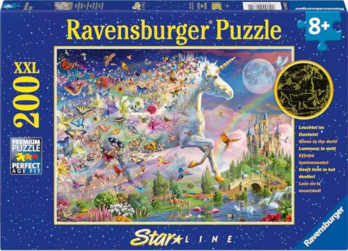 Ravensburger Kinderpuzzle - 12000872 Leuchtendes Schmetterlingseinhorn - 200 Teile XXL Puzzle für Kinder ab 8 Jahren, Leuchtet im Dunkeln