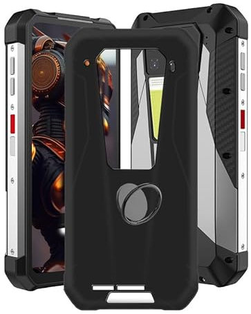 AQGG Hülle für Unihertz 8849 Tank 3 (6.79) Hüllen + Handy Ring Halter Handyhülle Stoßkasten Schale Phone Case Black TPU Weich Silikon Cases