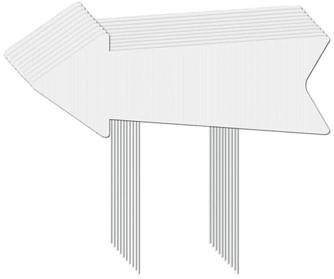 Lckiioy Lot de 4 panneaux de flèches directionnelles avec piquets, panneaux vierges en plastique avec flèches pour extérieur et pelouse - et facile à utiliser