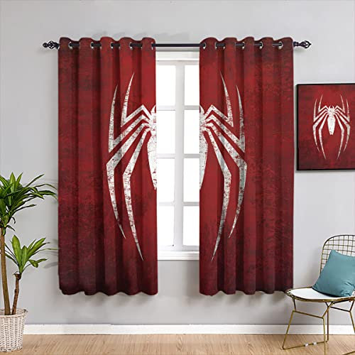 Enfunt-Home Superhelden Vorhänge Gardinen mit Ösen,Spidermen Vorhang Blickdicht, Verdunklungsvorhänge, Fensterdekoration, Schlafzimmer Wohnzimmer & Kinderzimmer Deko, Blackout Curtain 2er Set