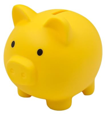 Sarini Simpatico Salvadanaio A Forma Di Maiale In Vinile Giallo, Per Monete In Contanti, Regalo Divertente Per Bambini E Adulti