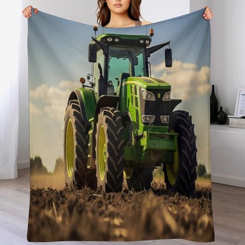 PAZZK Kuscheldecke Flauschige Sofa Decke, Traktor Super Weich & Flannel Fleecedecke Als Tagesdecke, Sofaüberwurf, Wohndecke（140×180cm）