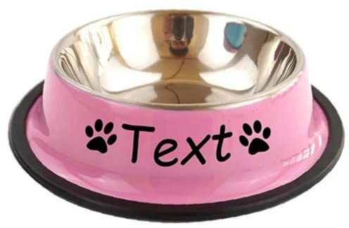 JFS Gamelle Personnalisée pour Chien ou Chat en Acier Inoxydable - pour l'Eau et la Nourriture, Rose, Mignon (Rose)