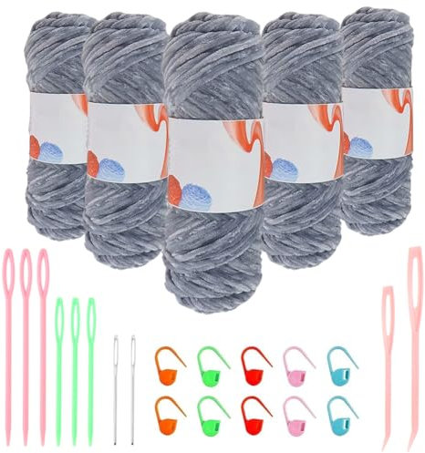 RANJIMA Samtig Babywolle - 5 x100g Samt Velvet Wolle Chenille Garn, Häkelgarn Wolle Zum Stricken & Häkeln, Flauschige Weich Plüschwolle, Himalaya wolle zum Häkeln von Socken, Mützen, Schals, Pullovern