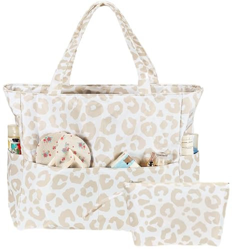 LOIDOU Große Strandtasche Damen Umhängetasche mit Reißverschluss Tote Bag Wasserdichte Sanddichte Shopper Schultertaschen Taschen Handtasche Gym Schwimmbad mit nassem Fach Reise Pool Swim