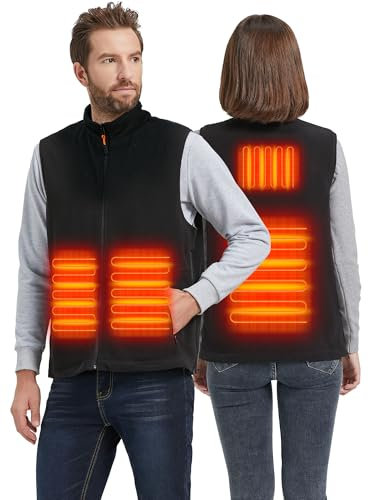 NABIYE Gilet Riscaldato Uomo Donna, Ultra Sottile in Fibra di Carbonio Giubbotto Riscaldato, Gilet in Pile Lavabile per Attività all'aperto in Inverno, Ricaricabile(Batterie non incluse)