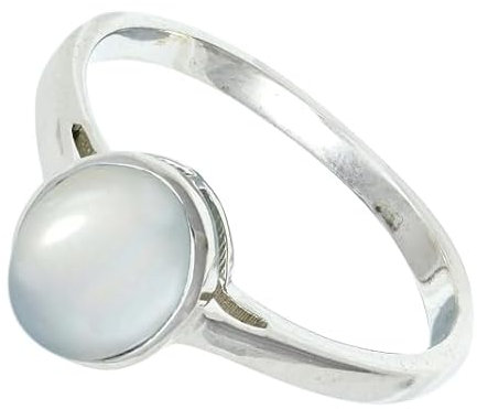JEWELFORCE 925 Sterling Silber Weißer Mondstein-Edelstein-Ring für Herren und Damen, Stein-Bandring, Ring aller Größen, handgefertigter Schmuck JSR-1156BP_53 (16.9)