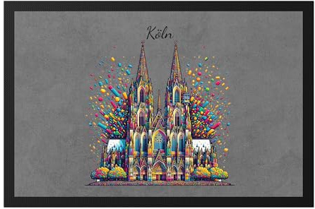 Hey!Print Köln Konfetti Kölner Dom Fußmatte Karneval Fasching Fastnacht Jeck Herz Kölsch
