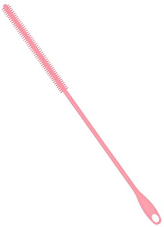 8mm Silicone Straw Brush, 9.45in Long Small Thin Cleaner, Bendable Pipe Cleaning Brush for Metal Glass Straw Bottle (Pink)