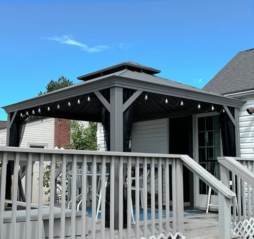 PURPLE LEAF Pavillon 3 x 3.65 m Wasserdicht Stabil Winterfest Gartenpavillon mit Aluminiumrahmen Hardtop Pavillon mit Seitenteile für Terasse, Hellgrau