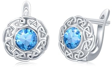 Mondstein/Türkis Creolen Ohrringe für Damen 925 Sterling Silber Türkis Keltischer Ohrringe Keltischer Knoten Ohrring Hypoallergen Valentinstag für Frauen Mädchen Kinder