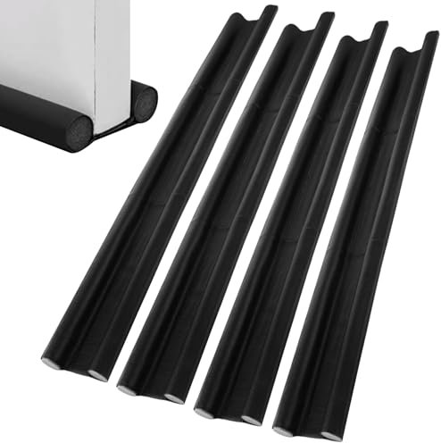 YAYODS Lot de 4 boudins de porte, 96 cm, noir, en polyuréthane, boudin de porte, boudin de porte, boudin de porte, boudin de porte, boudin de porte, protection contre les courants d'air et le bruit