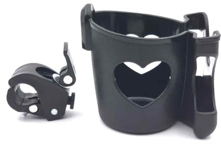 Cup Holder for Pram with Phone Holder, 360 Degrees Rotation Bike Cup Holder for Walker, Wheelchair, Scooter (Black)