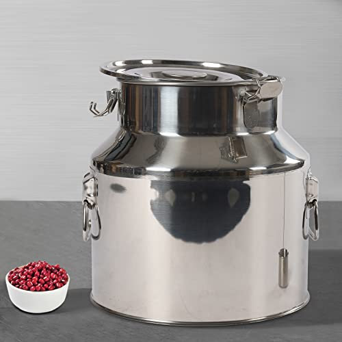 Caraffa per il latte in acciaio inox, 14/22/28 l, per il trasporto del latte, in acciaio inox, ermetica con chiusura di serraggio, per vino, olio, con coperchio argento (22 L)