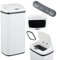 Relaxdays Cubo de Basura Cocina con Sensor, 40 L, Tapa Eléctrica, Soporte para Bolsas, Papelera Automática, Blanco, Acero, Plástico