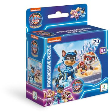 Paw Patrol Mighty Movie Progressives Puzzle, 20 Teile, ab 3 Jahren, Chase und Marshall, Design Jungen und Mädchen