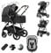 Zkiprm 3-in-1 Kinderwagen, Reisesystem, Babywanne Buggy&Sportsitz, Ein-Klick-Zusammenklappen, Kinderwagen mit Aluminiumgestell, Mumienbeutel/Regenschutz/Baumwollmatte für Neugeborene von 0-4 Jahren