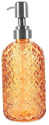 CONGARTENO Glas-seifenspender Mit Nachfüllbarer Pumpe Aus Edelstahl Auslaufsicher Vielseitig Für Handseife Und Shampoo Stilvolles Badezimmer-zubehör in Orange-Silber