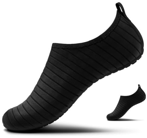 Steppli 2 Pairs Water Shoes Beach Swim Pool Sea Surf Aqua Wet Socks Yoga Quick-Dry Breathable Lightweight Shoes for Men Women 2 Pairs Black EU42/43=UK7.5/8.5