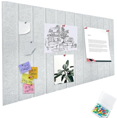 Dekorative Pinnwand aus Filz, 40 x 60 cm Dekorative Faltbare Fototafel Filzboard, 0,9cm Dick Große Pinnwand Filz Selbstklebend, für Schule, Wohnzimmer, Mondlichtgrau
